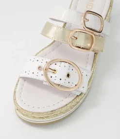 Clearance Midas Shoes Abba White Multi Slides