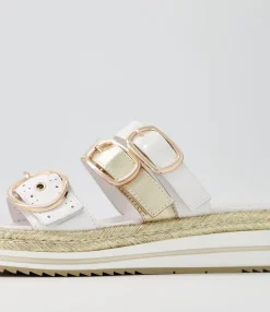 Clearance Midas Shoes Abba White Multi Slides
