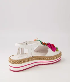 Sale Midas Shoes Abello White Multi Leather Sandals