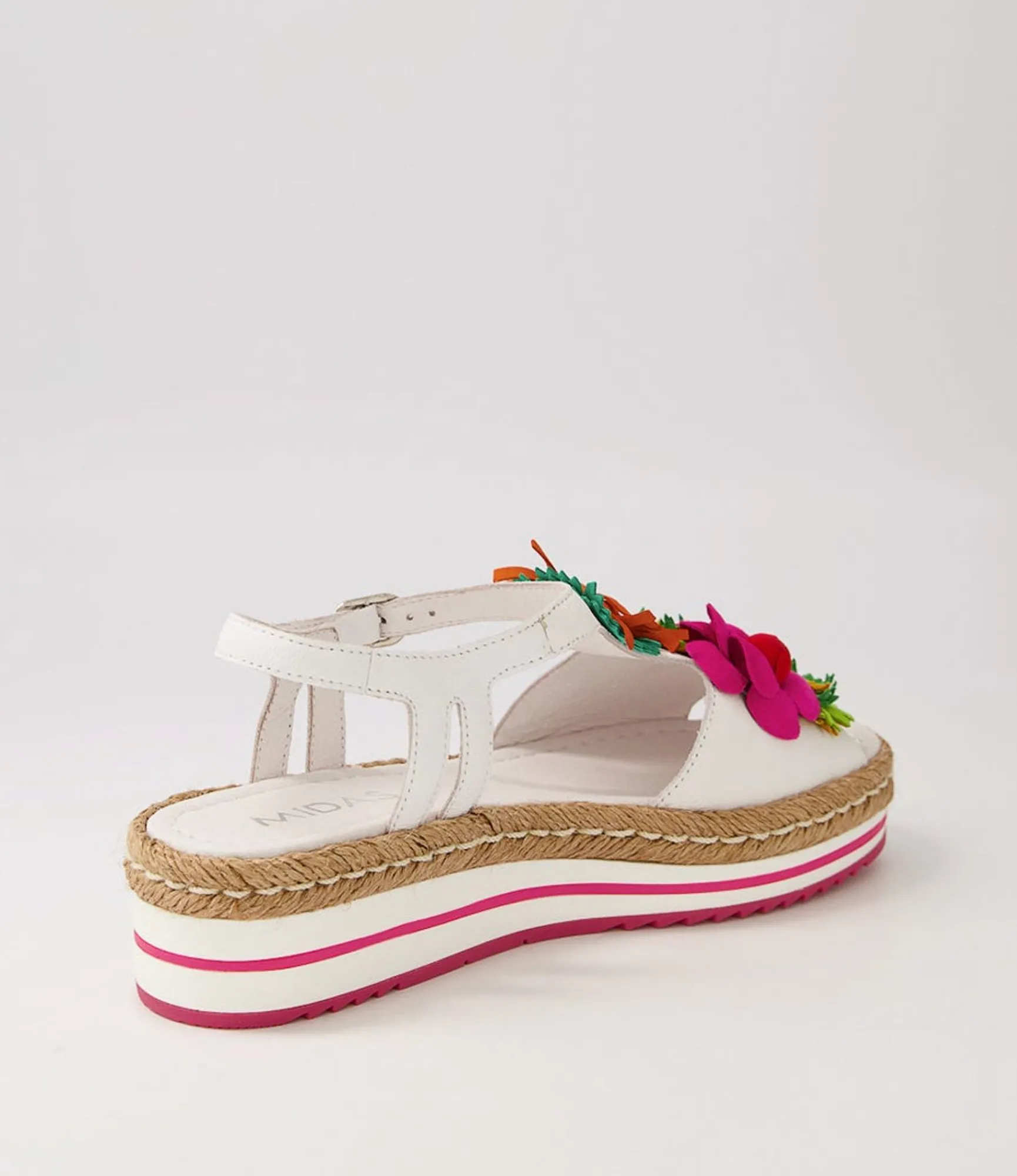Sale Midas Shoes Abello White Multi Leather Sandals