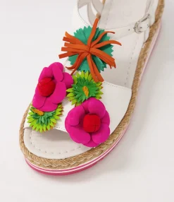 Sale Midas Shoes Abello White Multi Leather Sandals