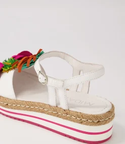 Sale Midas Shoes Abello White Multi Leather Sandals