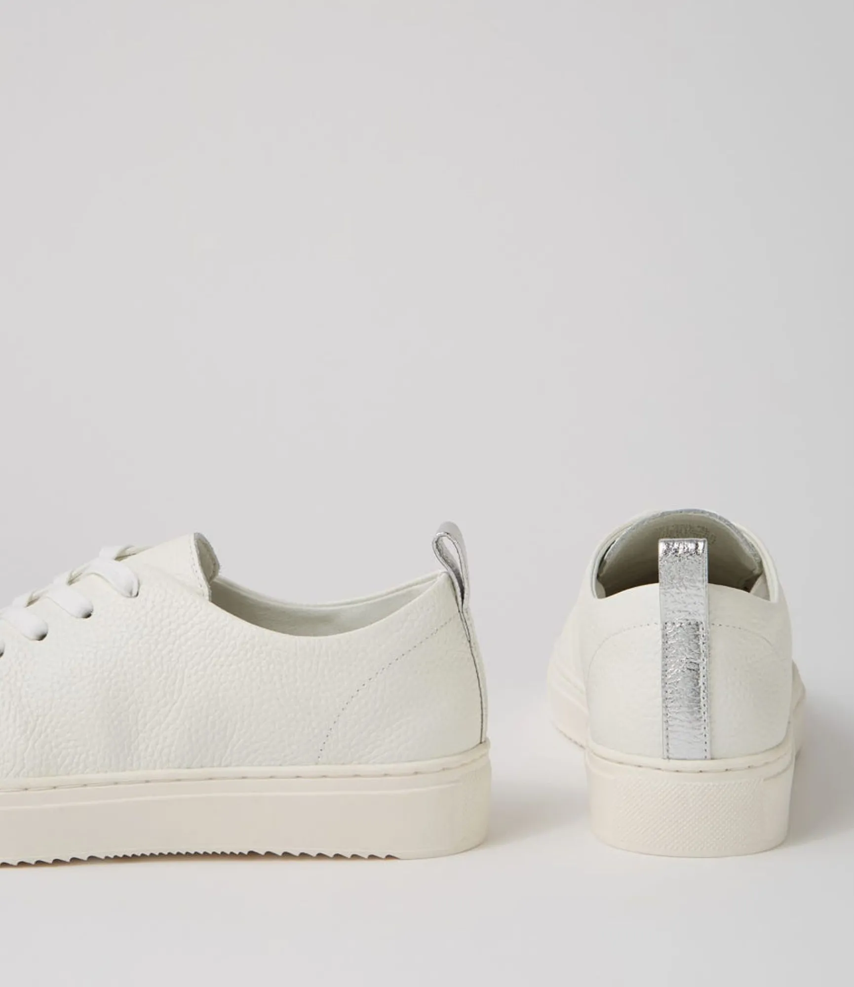 Outlet Midas Shoes Abygail White Silver Tumble Leather Sneakers
