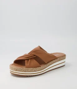 Flash Sale Midas Shoes Action Dark Tan Leather Slides