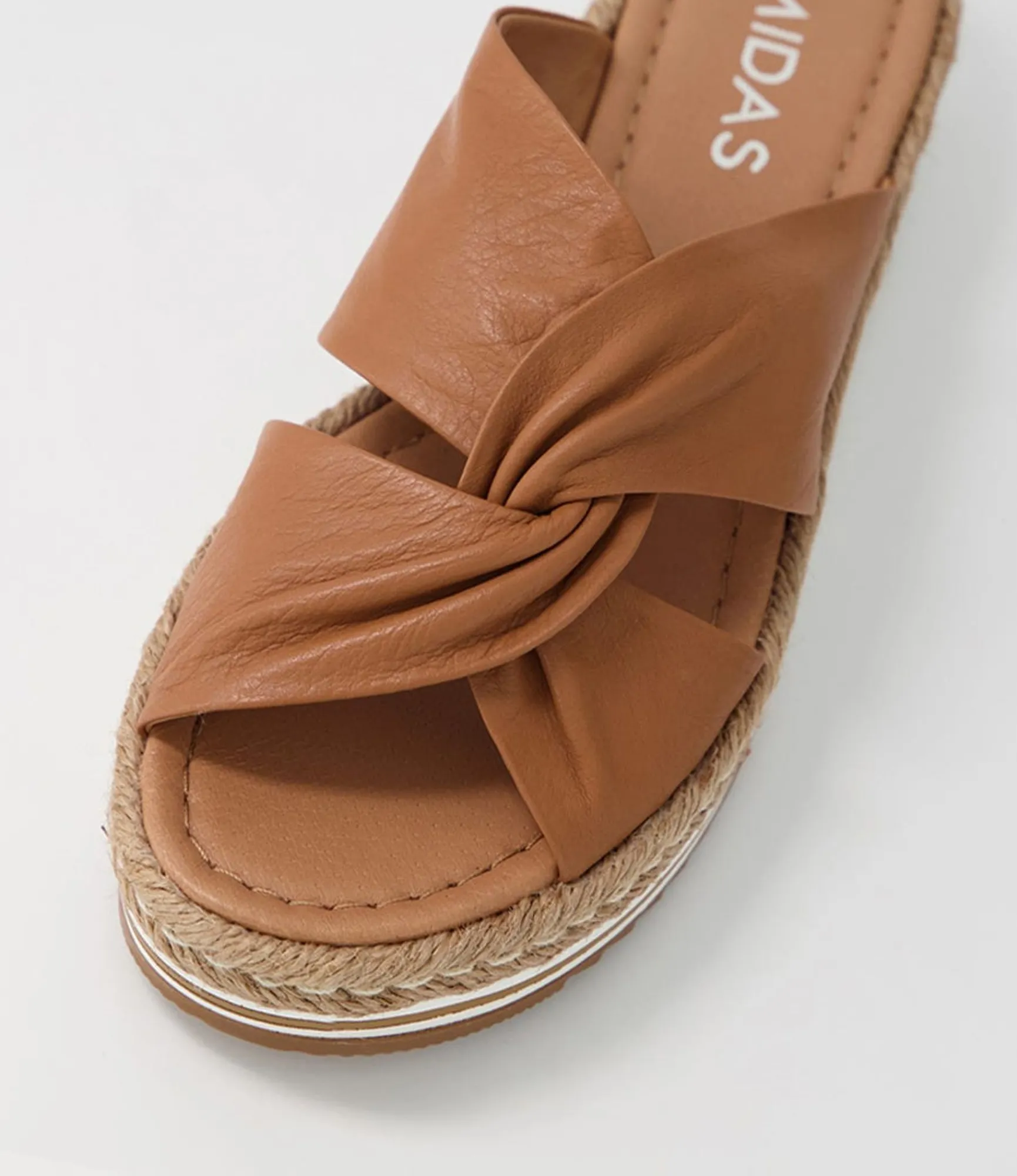 Flash Sale Midas Shoes Action Dark Tan Leather Slides