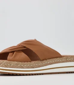 Flash Sale Midas Shoes Action Dark Tan Leather Slides
