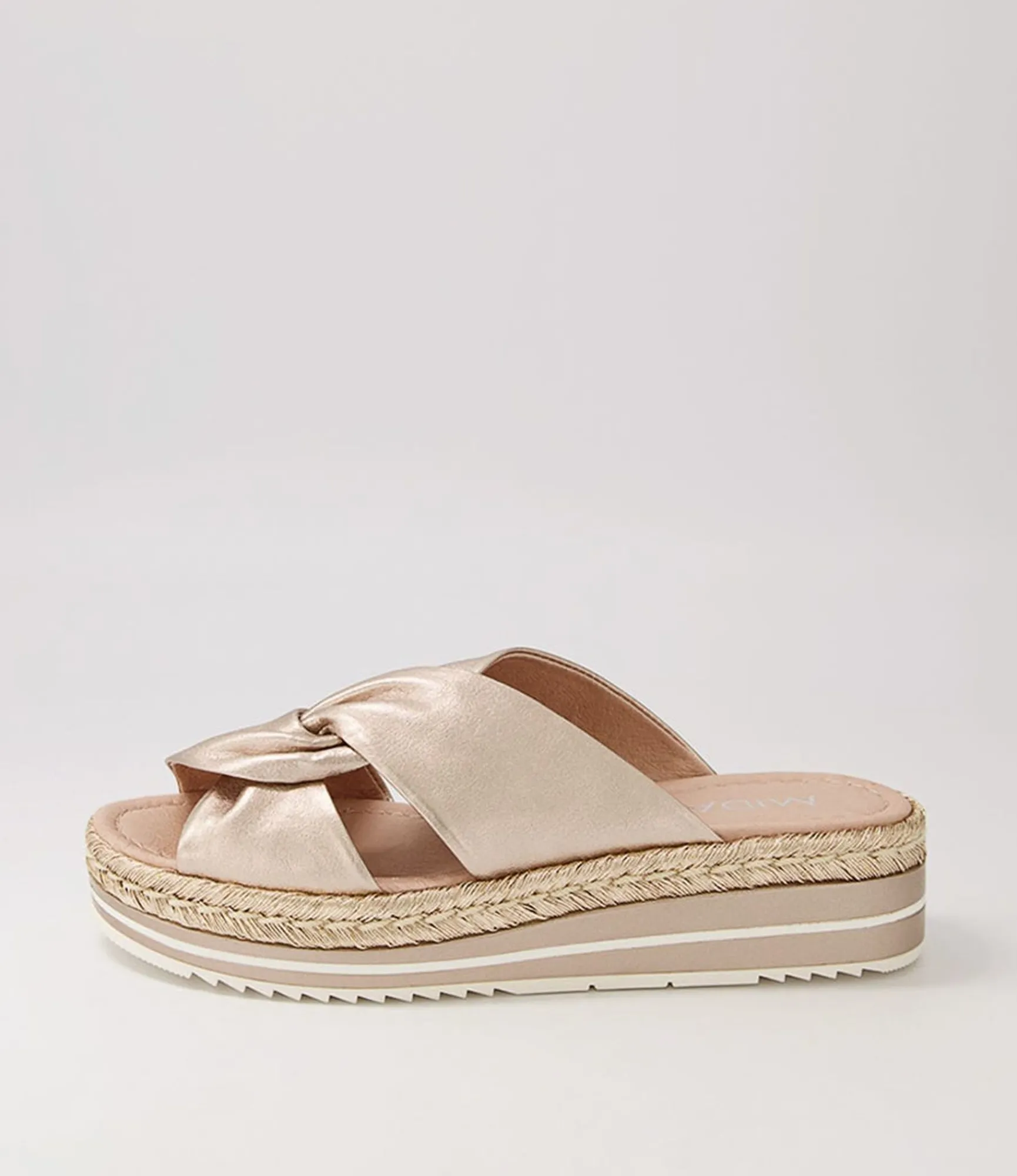 Fashion Midas Shoes Action Platino Rope Leather Slides