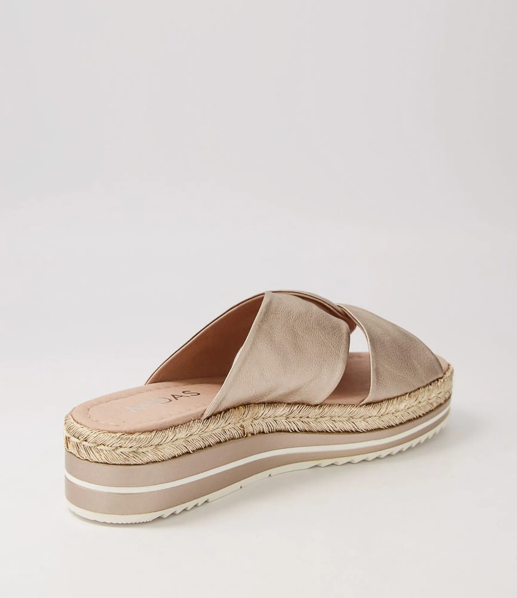 Fashion Midas Shoes Action Platino Rope Leather Slides