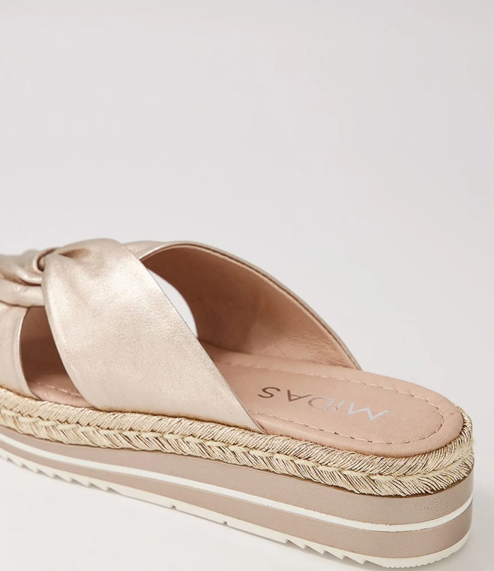 Fashion Midas Shoes Action Platino Rope Leather Slides