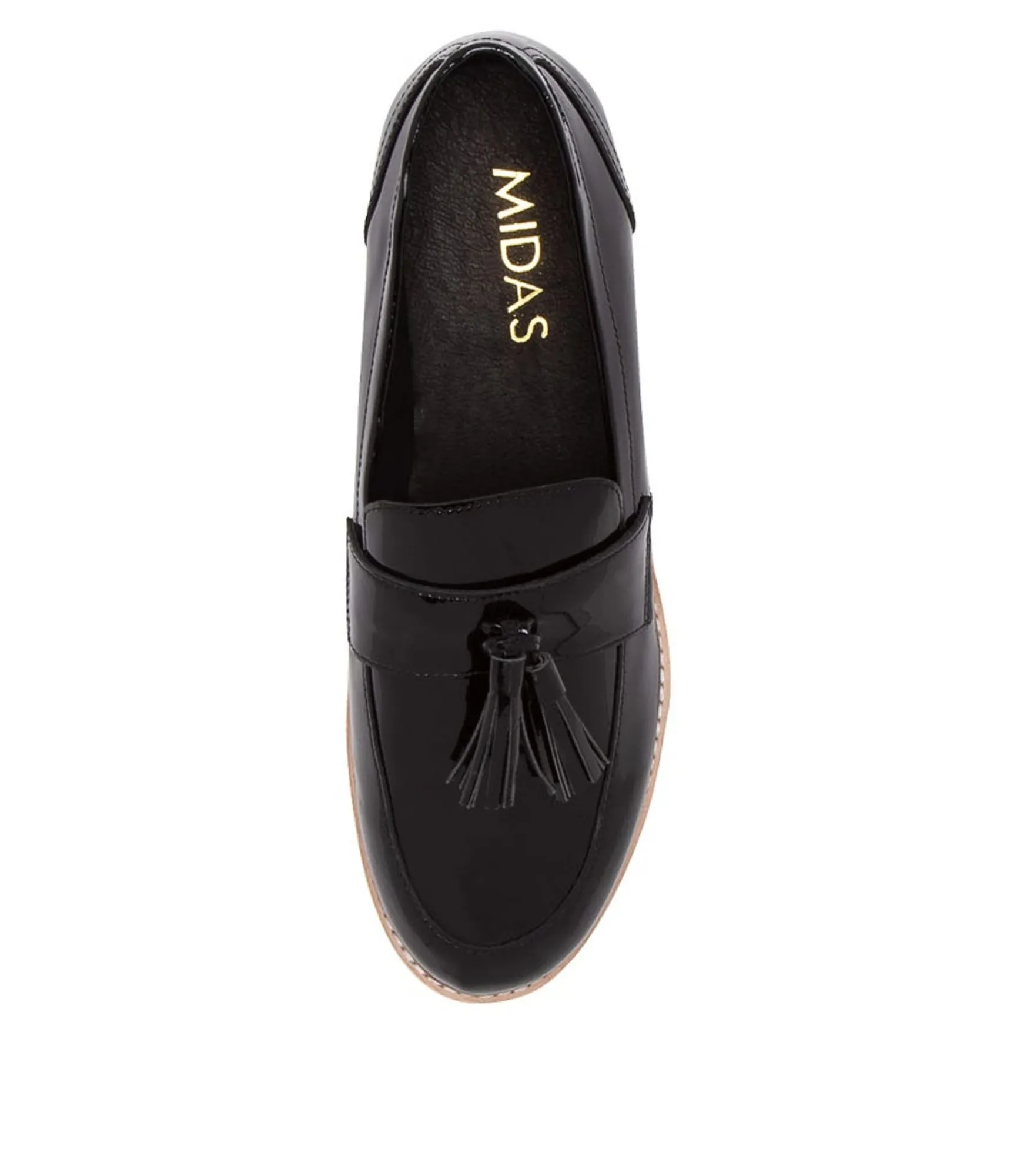 Fashion Midas Shoes Adream Black Patent Leather Loafers