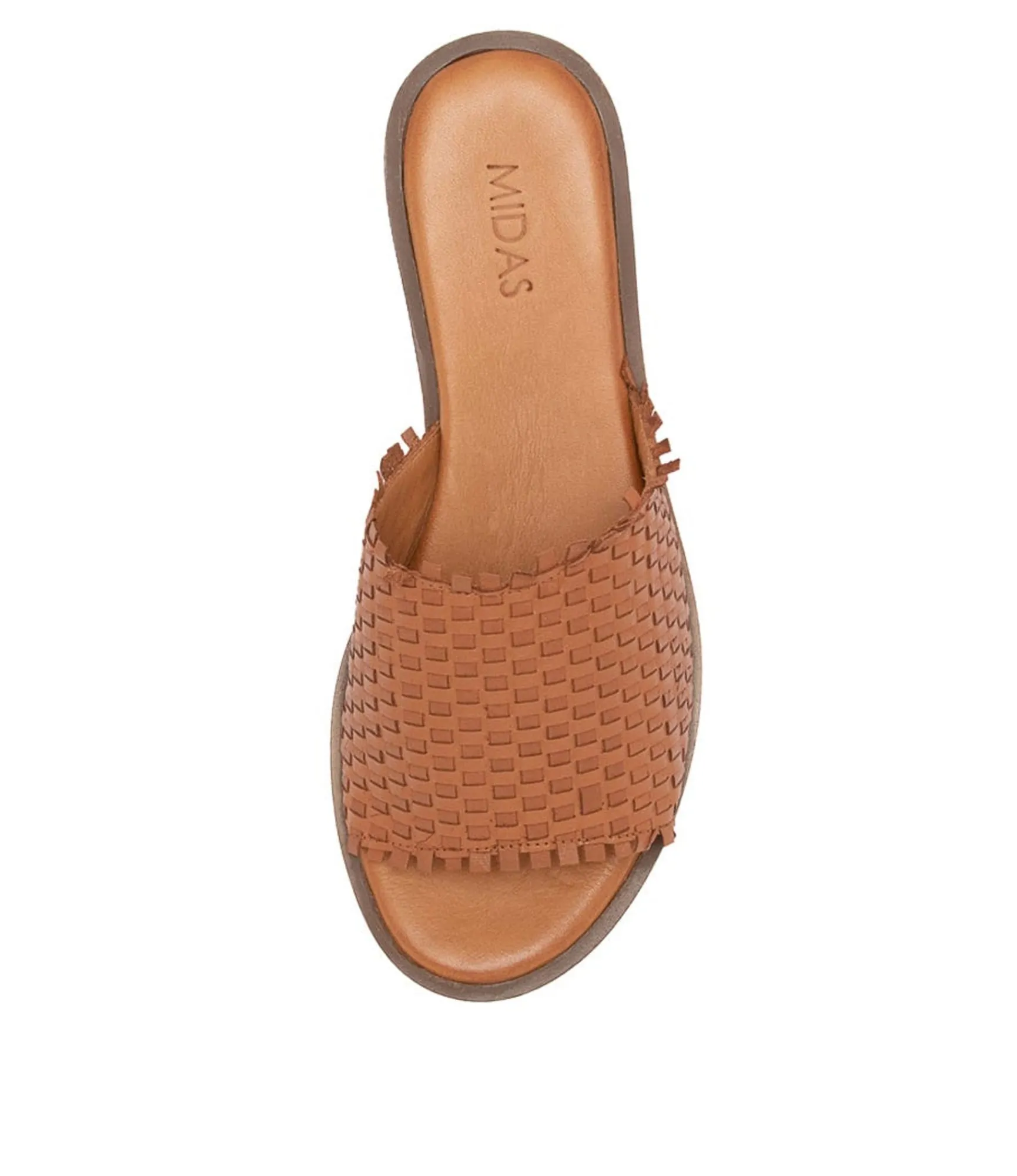Outlet Midas Shoes Aibe Tan Leather Slides