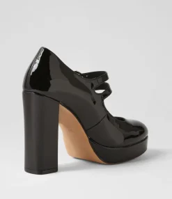 Online Midas Shoes Aines Black Patent Leather Mary Jane Heels