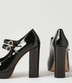 Online Midas Shoes Aines Black Patent Leather Mary Jane Heels