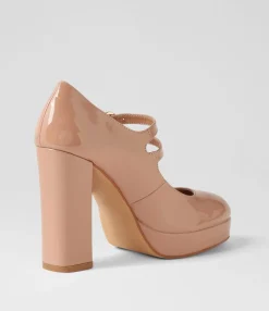 Outlet Midas Shoes Aines Dark Nude Patent Leather Mary Jane Heels