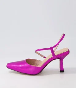 Cheap Midas Shoes Alindar Fuchsia Metallic Leather Pump Heels