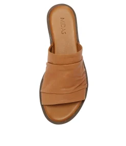 Online Midas Shoes Alio Tan Leather Slides