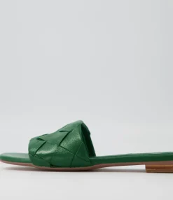 Online Midas Shoes Allday Bright Green Leather Slides