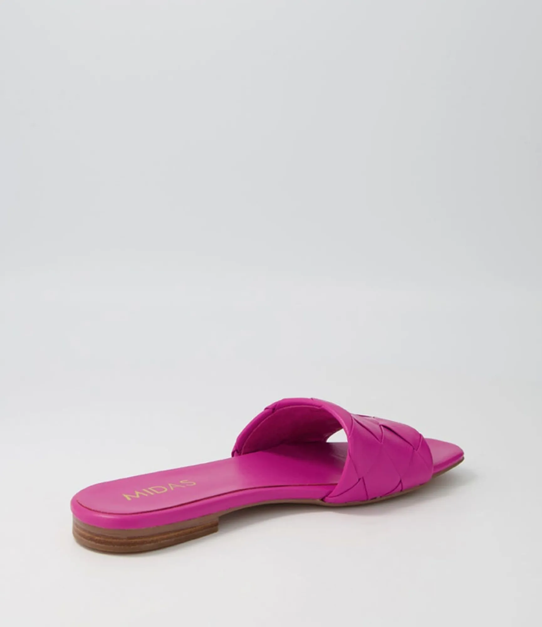 New Midas Shoes Allday Fuchsia Leather Slides