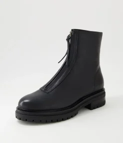 Discount Midas Shoes Alund Black Leather Ankle Boots