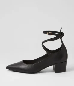 Discount Midas Shoes Alyiahe Black Leather Heels