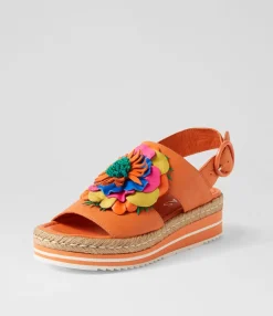 Outlet Midas Shoes Amaro Bright Orange Multi Leather Sandals