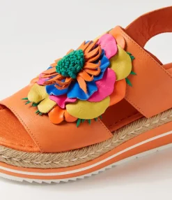 Outlet Midas Shoes Amaro Bright Orange Multi Leather Sandals