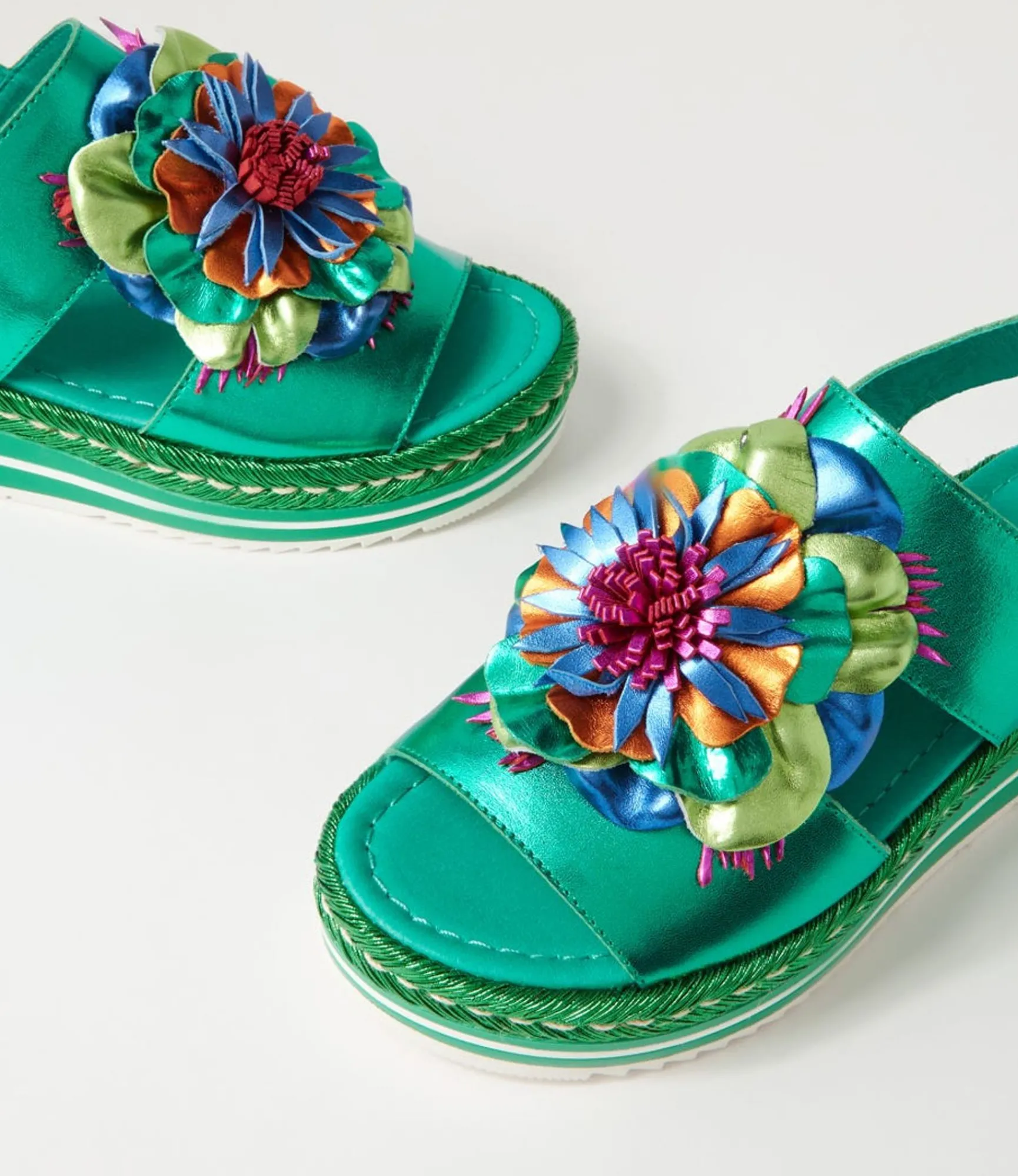 Discount Midas Shoes Amaro Emerald Metallic Multi Leather Sandals