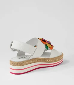 Hot Midas Shoes Amaro White Bright Multi Leather Sandals