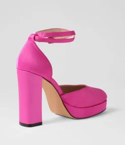 Flash Sale Midas Shoes Amba Fuchsia Satin Mary Jane Heels