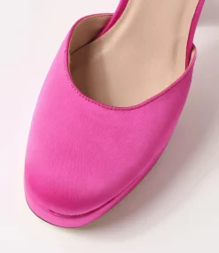 Flash Sale Midas Shoes Amba Fuchsia Satin Mary Jane Heels