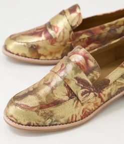 Online Midas Shoes Aqueen Vintage Metal Floral Leather Loafers