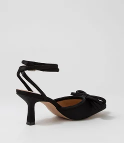 Discount Midas Shoes Arabell Black Satin Heels