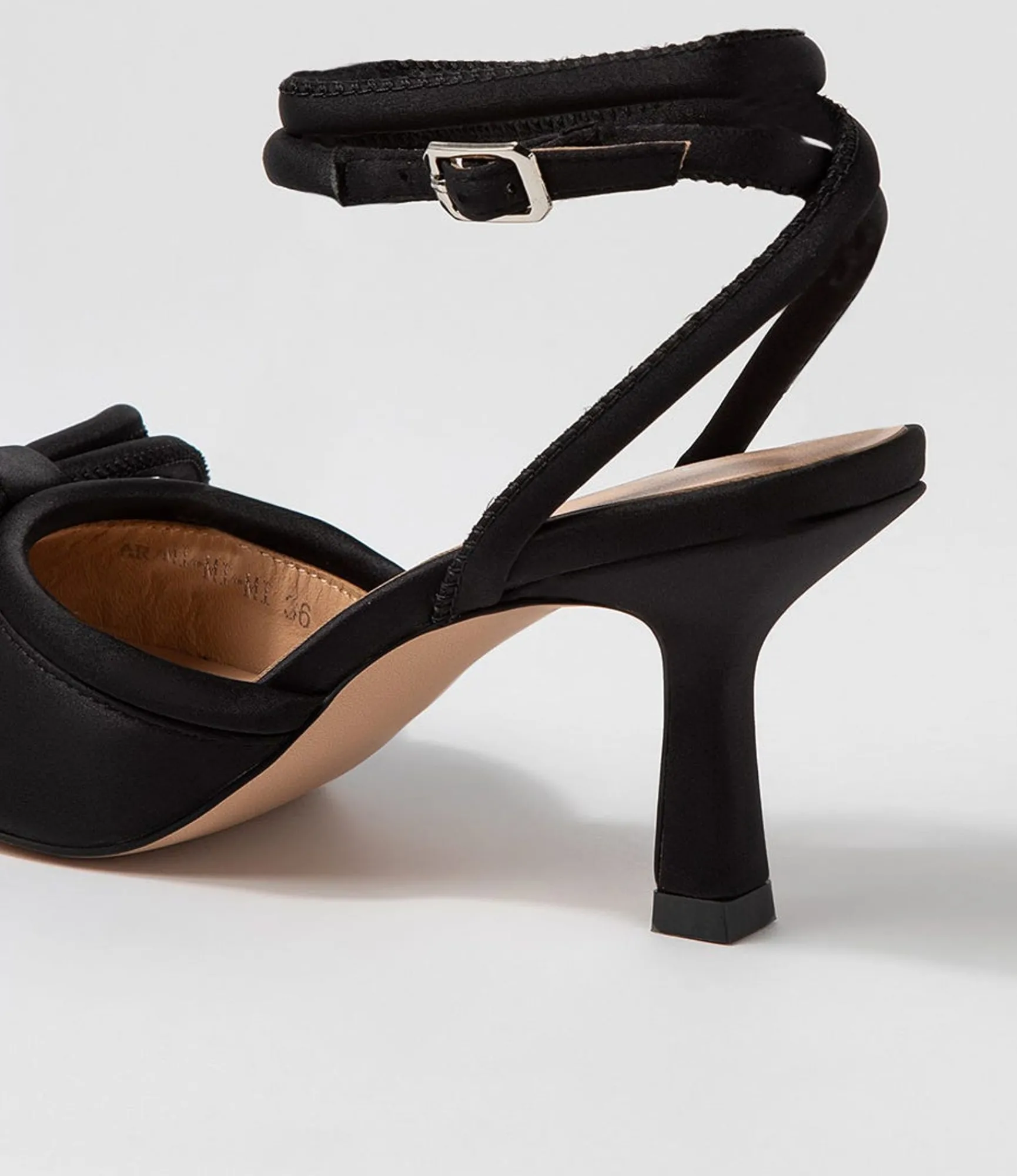Discount Midas Shoes Arabell Black Satin Heels