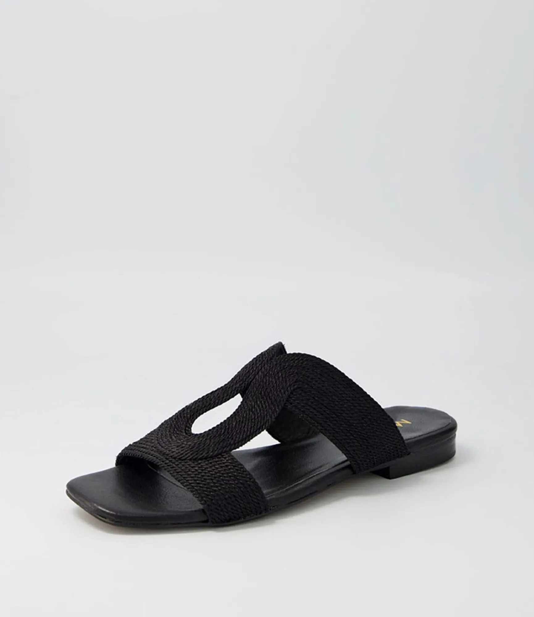 Cheap Midas Shoes Arden Black Rope Leather Slides