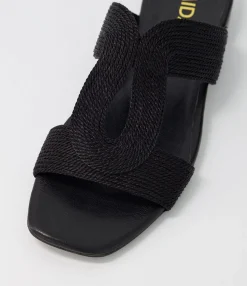 Cheap Midas Shoes Arden Black Rope Leather Slides