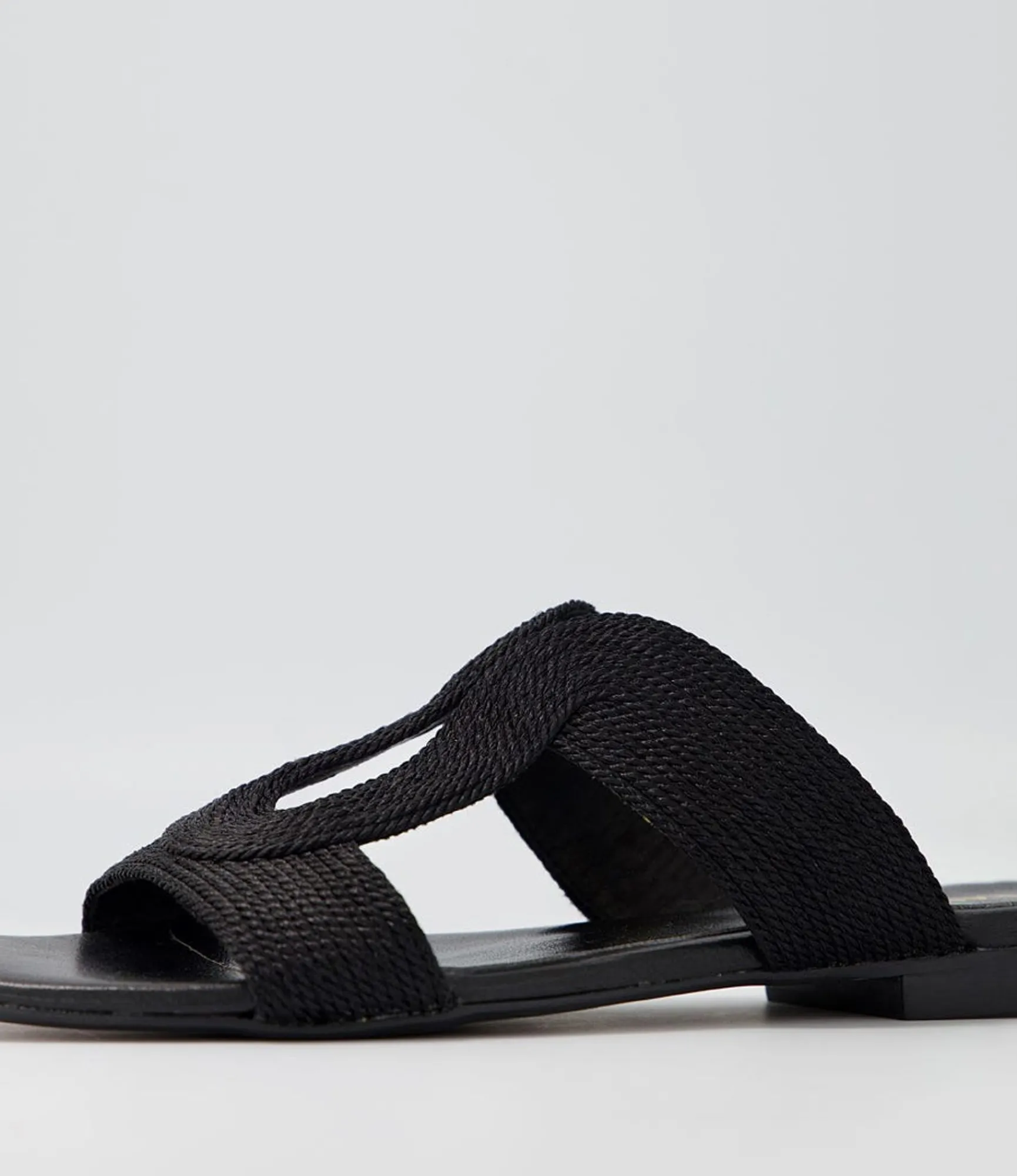 Cheap Midas Shoes Arden Black Rope Leather Slides