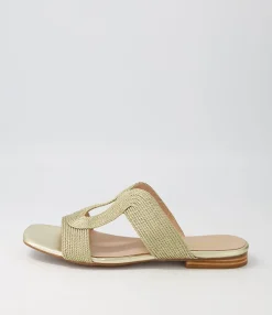 Fashion Midas Shoes Arden Gold Rope Leather Slides