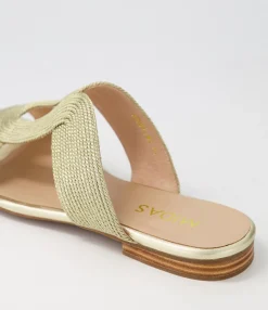 Fashion Midas Shoes Arden Gold Rope Leather Slides