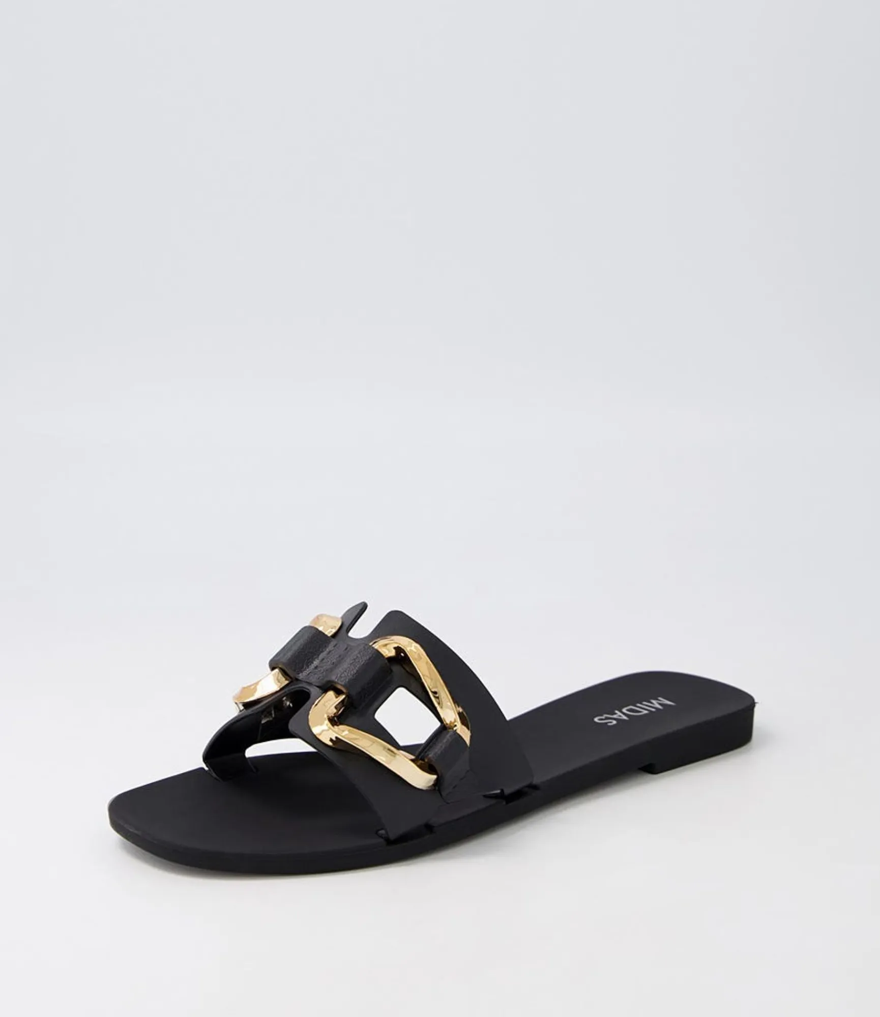 Store Midas Shoes Ariane Black Gold Jelly Slides