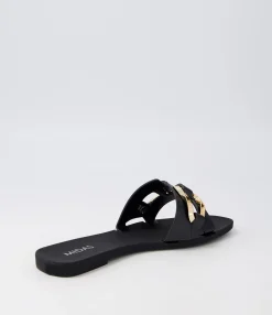 Store Midas Shoes Ariane Black Gold Jelly Slides