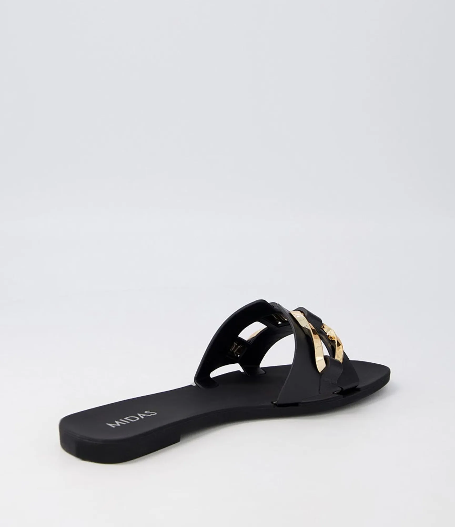 Store Midas Shoes Ariane Black Gold Jelly Slides