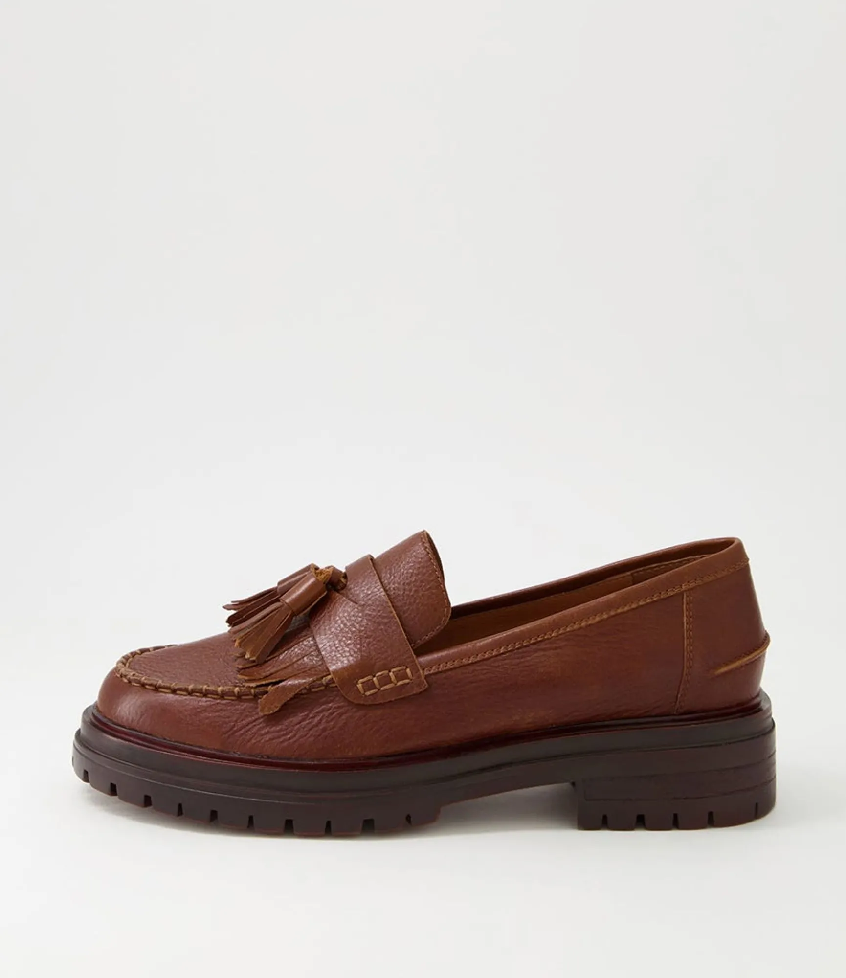 Hot Midas Shoes Arren Tan Brown Vintage Leather Loafers