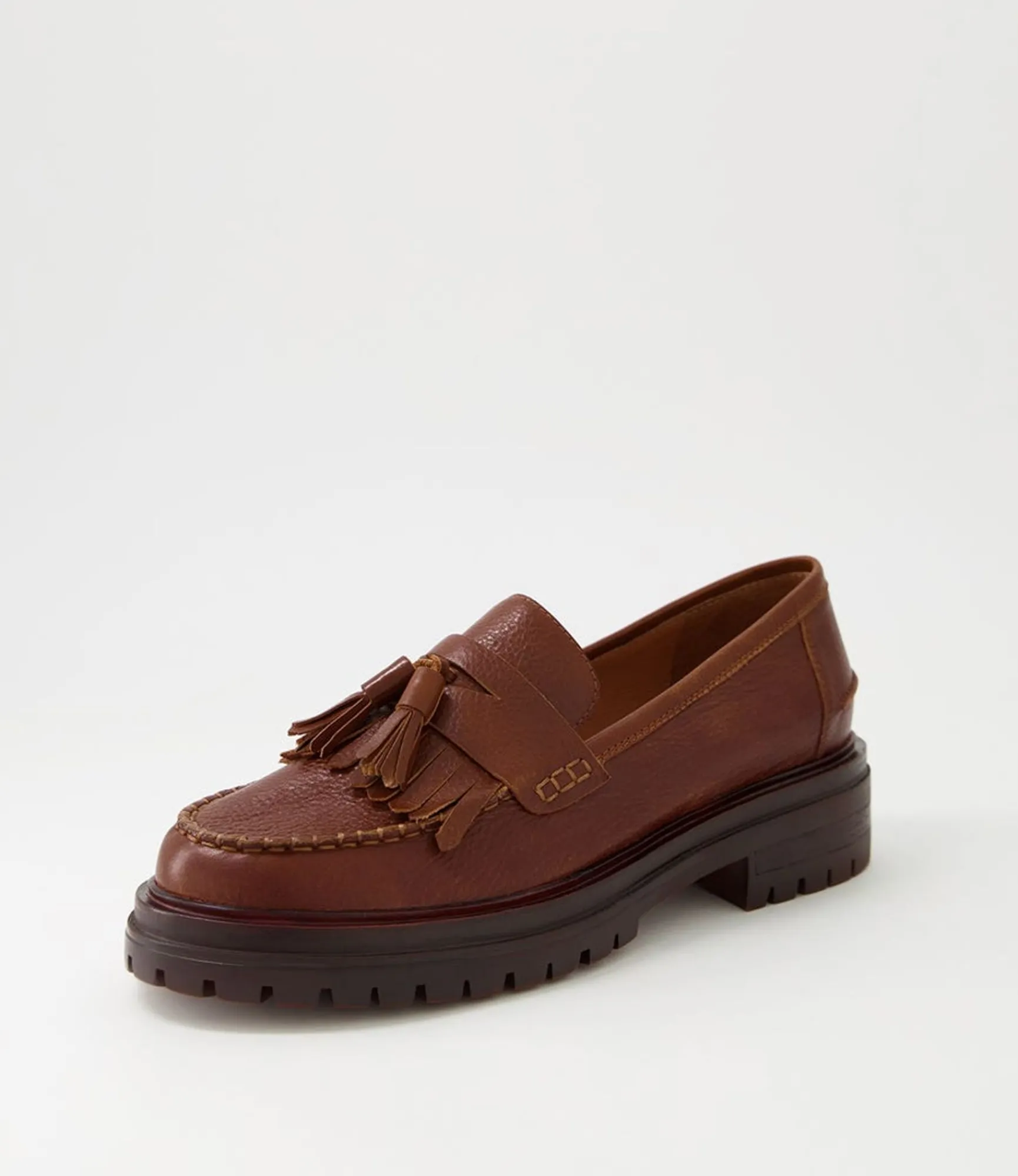 Hot Midas Shoes Arren Tan Brown Vintage Leather Loafers