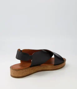 Outlet Midas Shoes Authora Black Natural Sole Leather Sandals