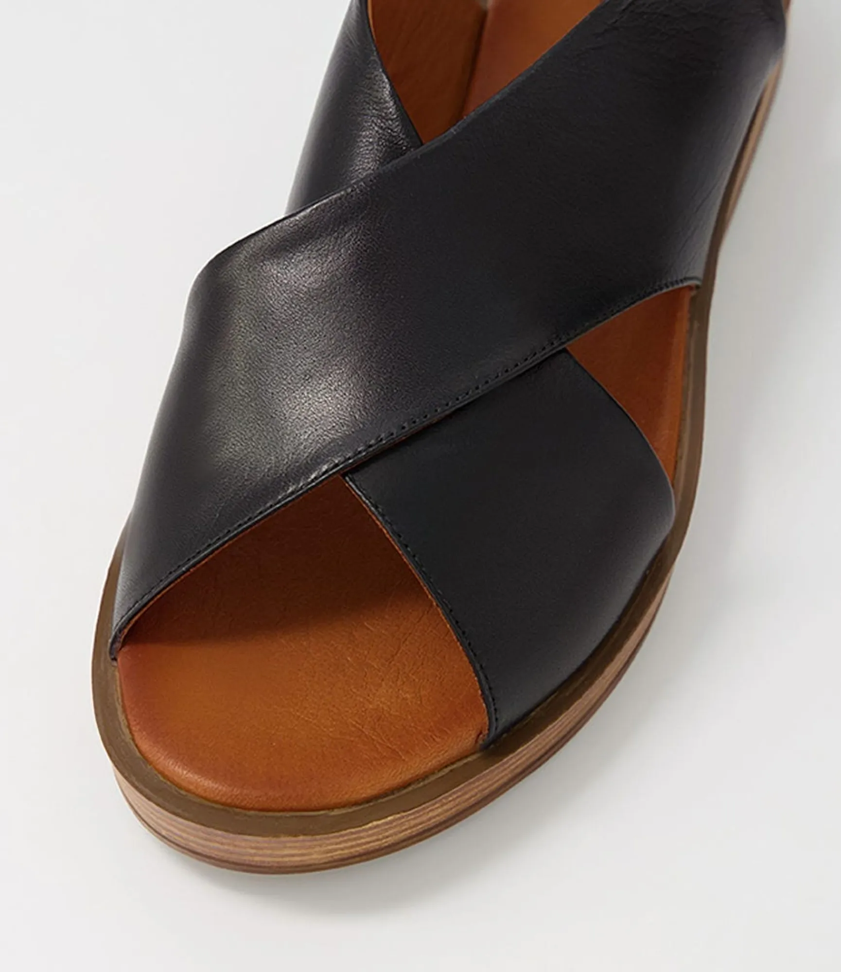 Outlet Midas Shoes Authora Black Natural Sole Leather Sandals