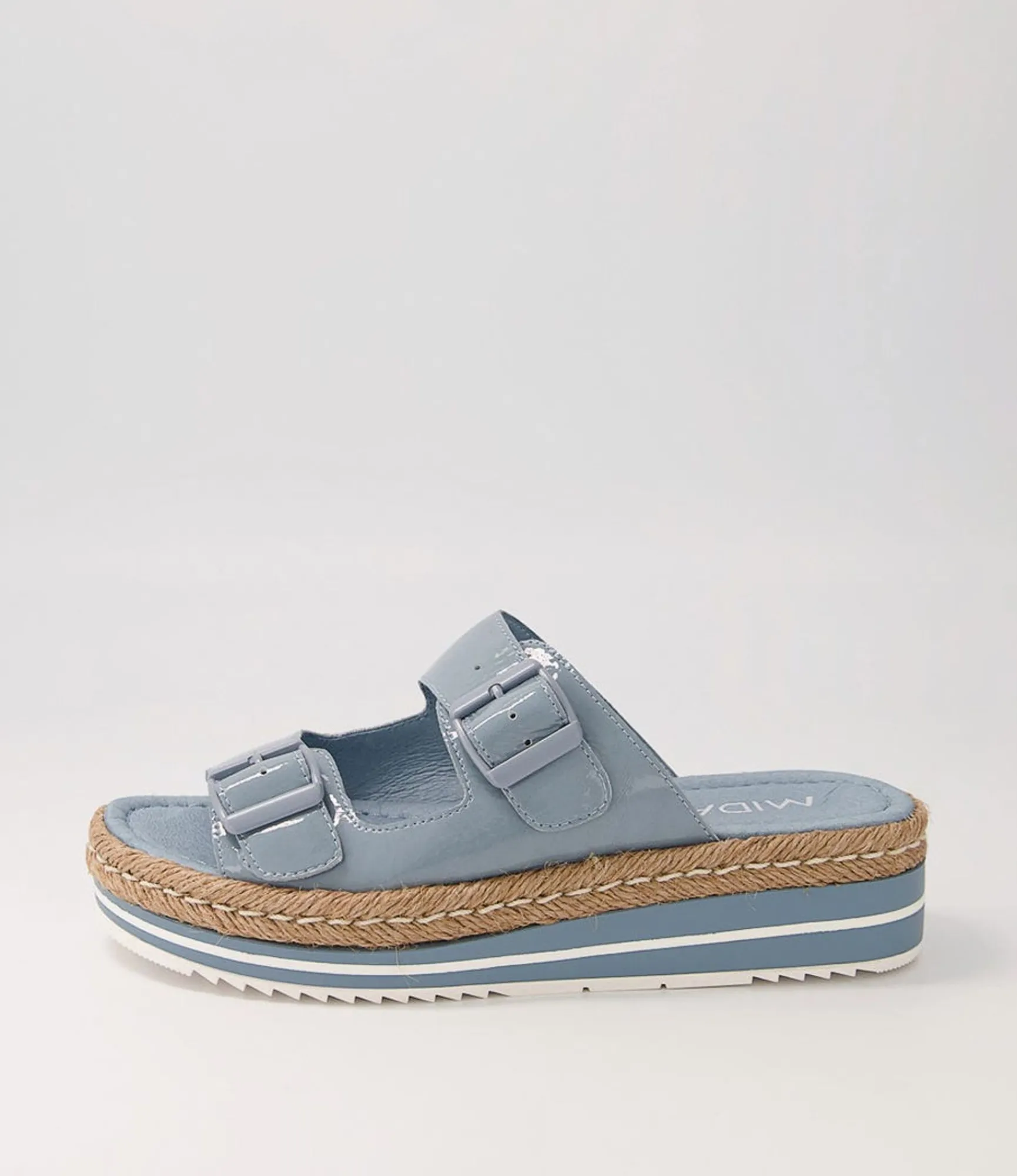 Sale Midas Shoes Axil Denim Patent Leather Slides
