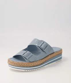 Sale Midas Shoes Axil Denim Patent Leather Slides