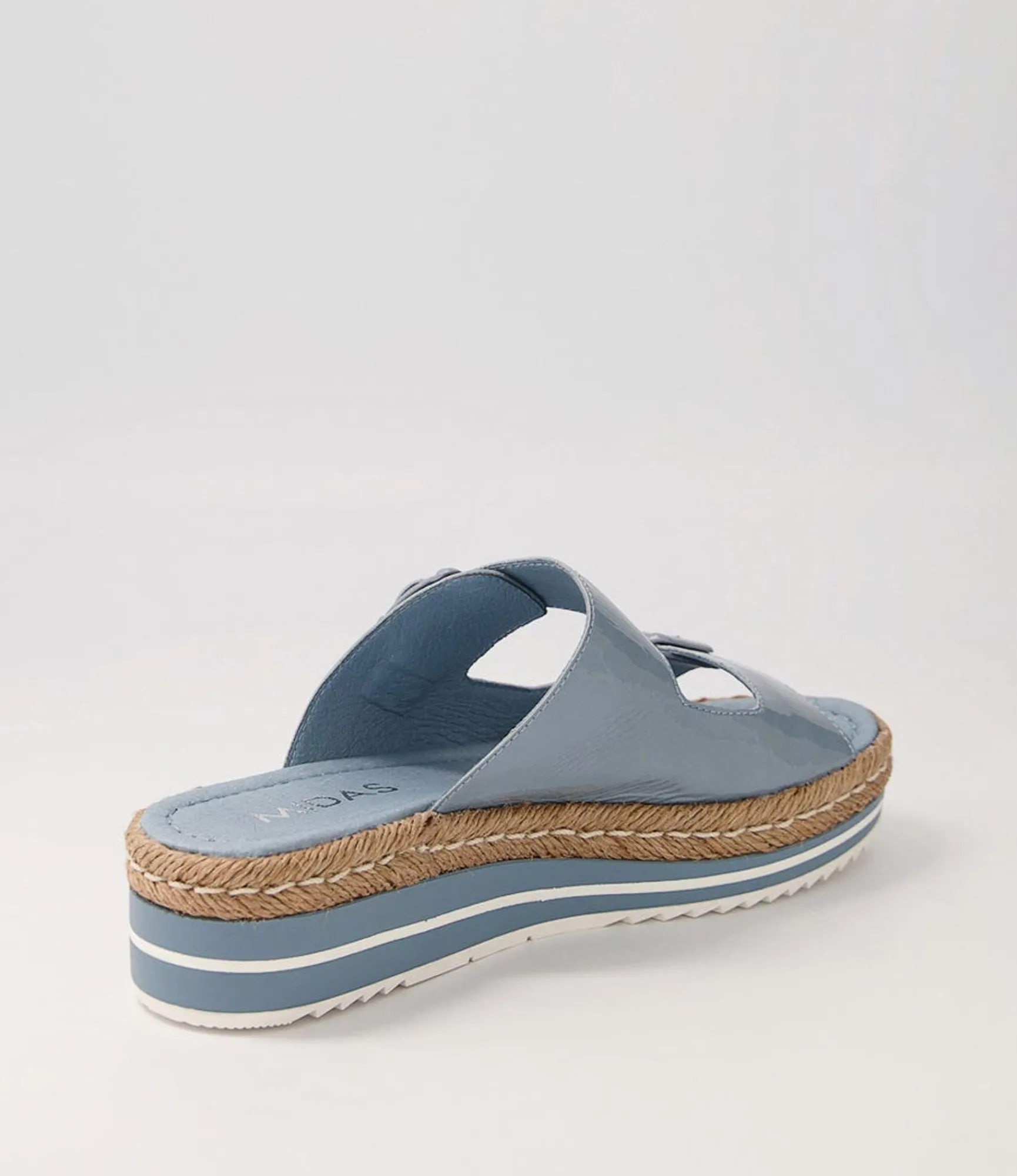 Sale Midas Shoes Axil Denim Patent Leather Slides