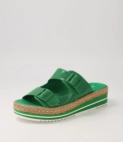 Outlet Midas Shoes Axil Emerald Patent Leather Slides