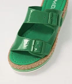 Outlet Midas Shoes Axil Emerald Patent Leather Slides
